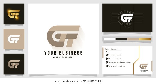 Letter GT or GF monogram logo with business card design