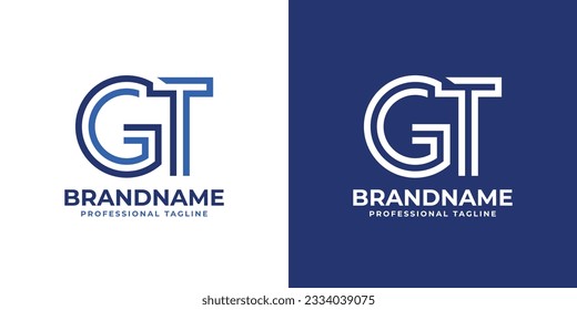 Letter GT Line Monogram Logo, suitable for business with GT or TG initials.