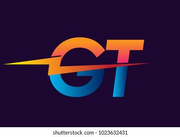 Letter GT logo with Lightning icon, letter combination Power Energy Logo design for Creative Power ideas, web, business and company.