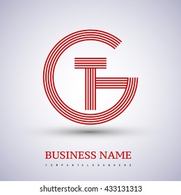 Letter GT or TG linked logo design circle G shape. Elegant red colored, symbol for your business name or company identity