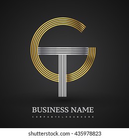 Letter GT or TG linked logo design circle G shape. Elegant gold and silver colored, symbol for your business name or company identity.
