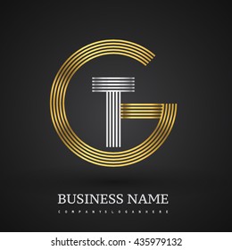 Letter GT or TG linked logo design circle G shape. Elegant gold and silver colored, symbol for your business name or company identity.