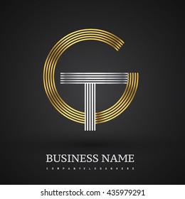 Letter GT or TG linked logo design circle G shape. Elegant gold and silver colored, symbol for your business name or company identity.