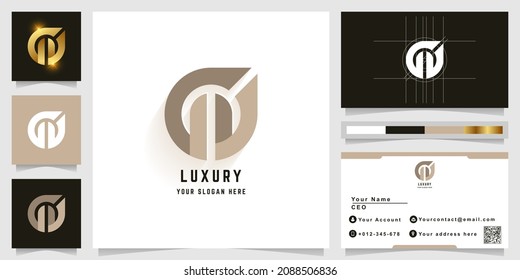 Letter GU or GV monogram logo with business card design