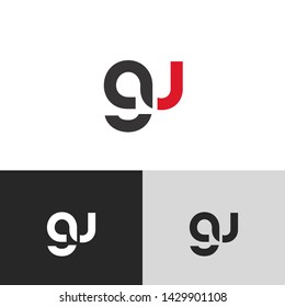 Letter gu linked lowercase logo design template elements. Red letter Isolated on black white grey background. Suitable for business, consulting group company.