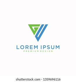 letter GU logo design template with business card. Vector