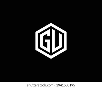 plantilla vectorial de diseño de logotipo gu de letra