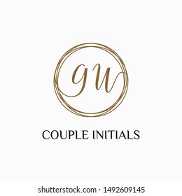 Letter GU logo template. Creative fashion logo design, couple letter , beauty icon. Initial handwriting or handwritten logo for identity. Logo with hand drawn style. wedding concept -vector