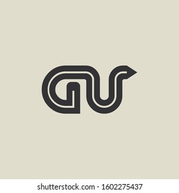 Letter GU pencil shape logo design. Link icon in flat style isolated on grey background. Graphic alphabet symbol for your corporate business identity, website, app, UI. Arts logo design inspiration.