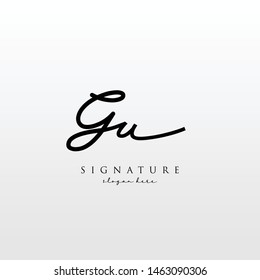 Letter GU Signature Logo Template - Vector