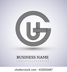 Letter GU or UG linked logo design circle G shape. Elegant black colored, symbol for your business name or company identity