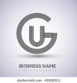 Letter GU or UG linked logo design circle G shape. Elegant black colored, symbol for your business name or company identity