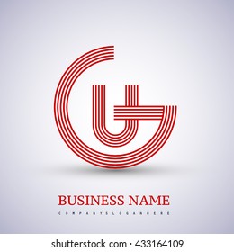 Letter GU or UG linked logo design circle G shape. Elegant red colored, symbol for your business name or company identity