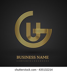 Letter GU or UG linked logo design circle G shape. Elegant golden colored, symbol for your business name or company identity.