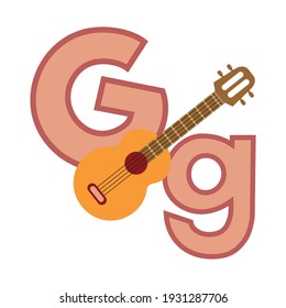 letter a with guitar characters