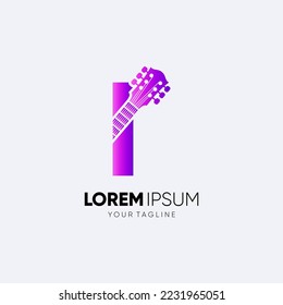 Letter I Guitar Logo Design Vector Art Icon Graphic Illustration Emblem 