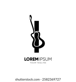 Letter I Guitar Silhouette Logo Design Vector Icon Graphic Emblem Symbol Illustration