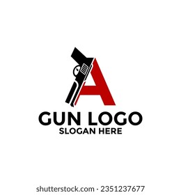 Letter A and Gun logo icon design, Gun Logo vector template