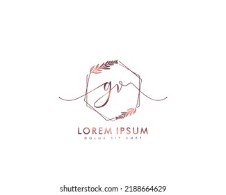 Letter GV Initial handwriting logo with signature and hand drawn style.