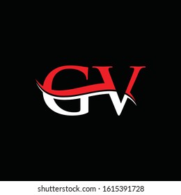 letter GV Logo Design Red White With Black Background. Initial GV Vector Illustration