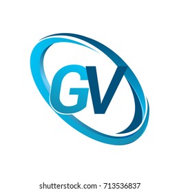 letter GV logotype design for company name colored blue swoosh. vector logo for business and company identity.