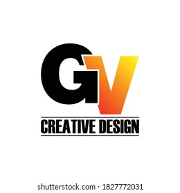 Letra GV simple vector de diseño de logotipo