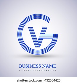 Letter GV or VG linked logo design circle G shape. Elegant blue colored, symbol for your business name or company identity.