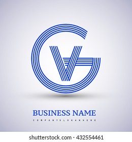 Letter GV or VG linked logo design circle G shape. Elegant blue colored, symbol for your business name or company identity.