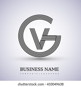 Letter GV or VG linked logo design circle G shape. Elegant black colored, symbol for your business name or company identity