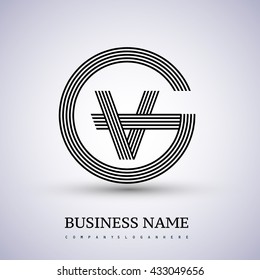 Letter GV or VG linked logo design circle G shape. Elegant black colored, symbol for your business name or company identity