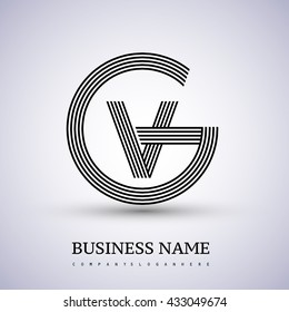 Letter GV or VG linked logo design circle G shape. Elegant black colored, symbol for your business name or company identity