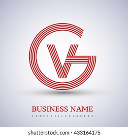 Letter GV or VG linked logo design circle G shape. Elegant red colored, symbol for your business name or company identity