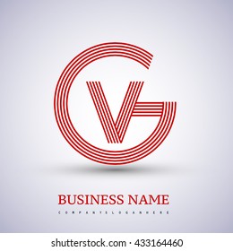 Letter GV or VG linked logo design circle G shape. Elegant red colored, symbol for your business name or company identity