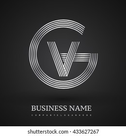 Letter GV or VG linked logo design circle G shape. Elegant silver colored, symbol for your business name or company identity.