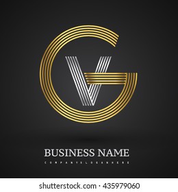 Letter GV or VG linked logo design circle G shape. Elegant gold and silver colored, symbol for your business name or company identity.