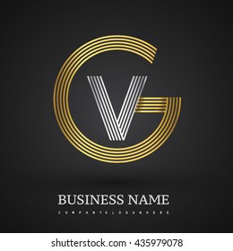 Letter GV or VG linked logo design circle G shape. Elegant gold and silver colored, symbol for your business name or company identity.