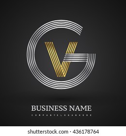 Letter GV or VG linked logo design circle G shape. Elegant silver and gold colored, symbol for your business name or company identity.