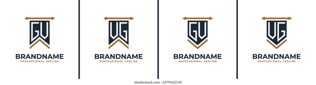 Letter GV and VG Pennant Flag Logo Set, Represent Victory. Suitable for any business with GV or VG initials.