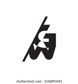 letter gw linked geometric slice logo vector