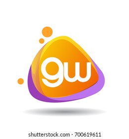 Letter GW logo in triangle splash and colorful background, letter combination logo design for creative industry, web, business and company.