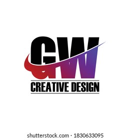 Letra GW diseño simple de logotipo vectorial
