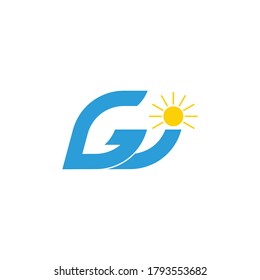 letter gw waves sun geometric logo vector