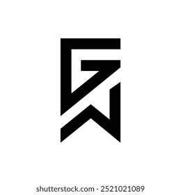 Letter Gw or Wg initial modern typography logo branding