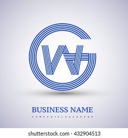 Letter GW or WG linked logo design circle G shape. Elegant blue colored, symbol for your business name or company identity.