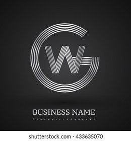 Letter GW or WG linked logo design circle G shape. Elegant silver colored, symbol for your business name or company identity.