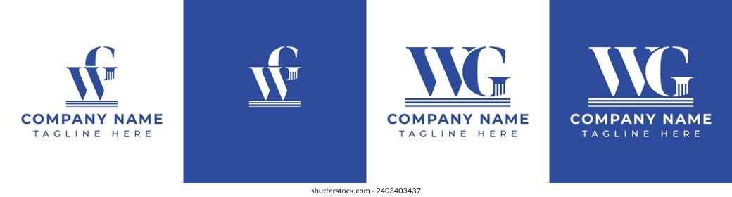 Letter GW and WG Pillar Logo Set, suitable for business with GW and WG related to Pillar