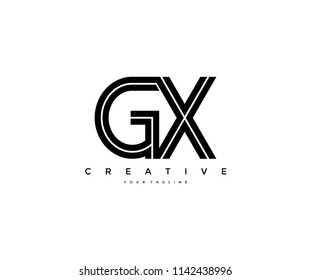 Letter GX Initial LInked Modern Monogram Line Corporate Logo