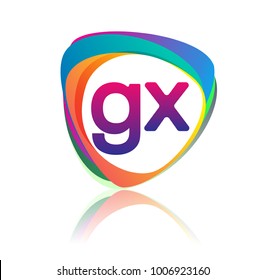 Letter GX logo with colorful splash background, letter combination logo design for creative industry, web, business and company.