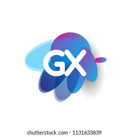 Letter GX logo with colorful splash background, letter combination logo design for creative industry, web, business and company.