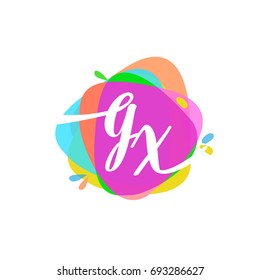 Letter GX logo with colorful splash background, letter combination logo design for creative industry, web, business and company.